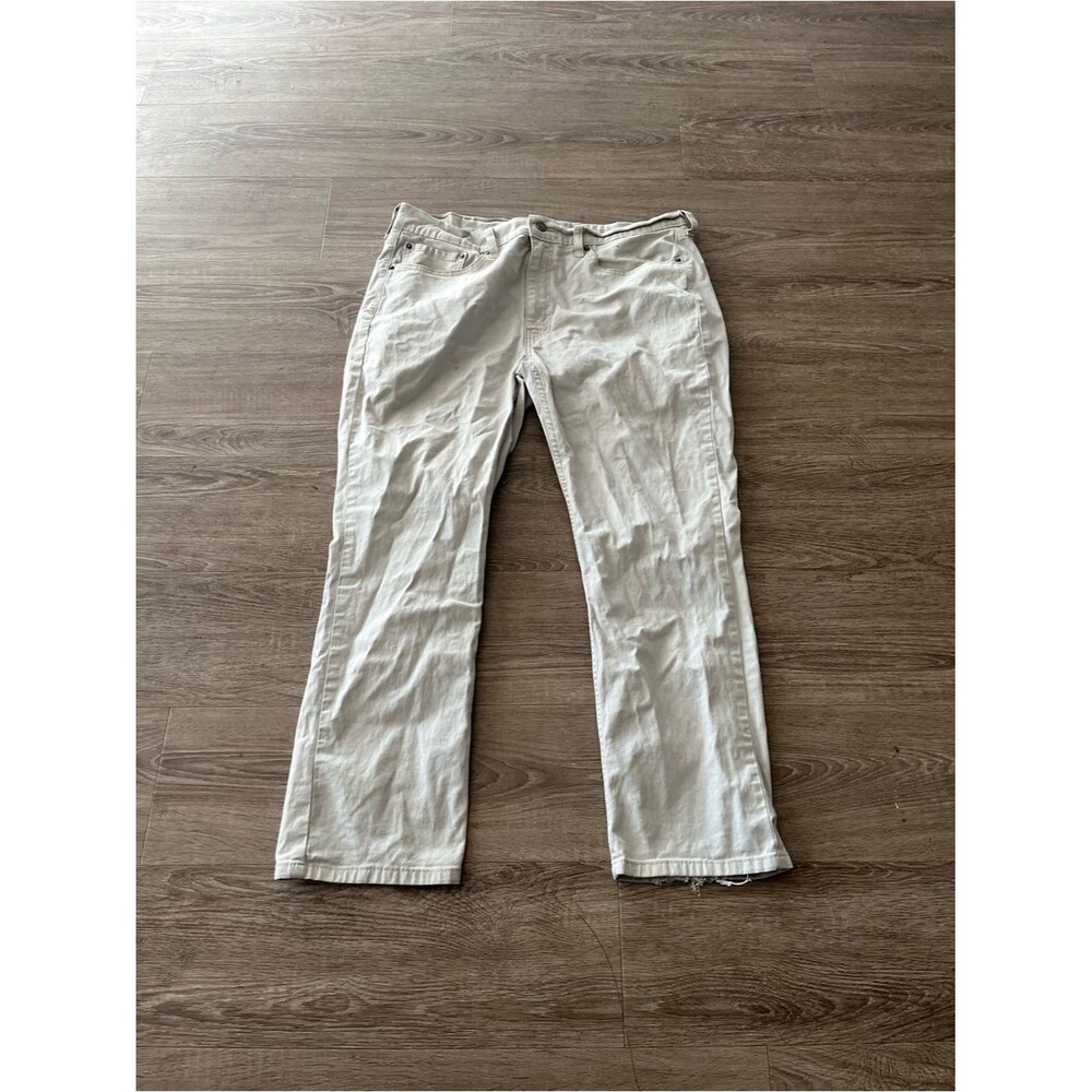 Levi’s 514 Straight Leg Jeans Mens 38X30 Ivory Off White Denim Stretch Mid Rise